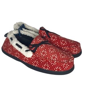 NWT Urban Pipeline Nordic Print Moccasin Slipper (Color:Red/White/Black)